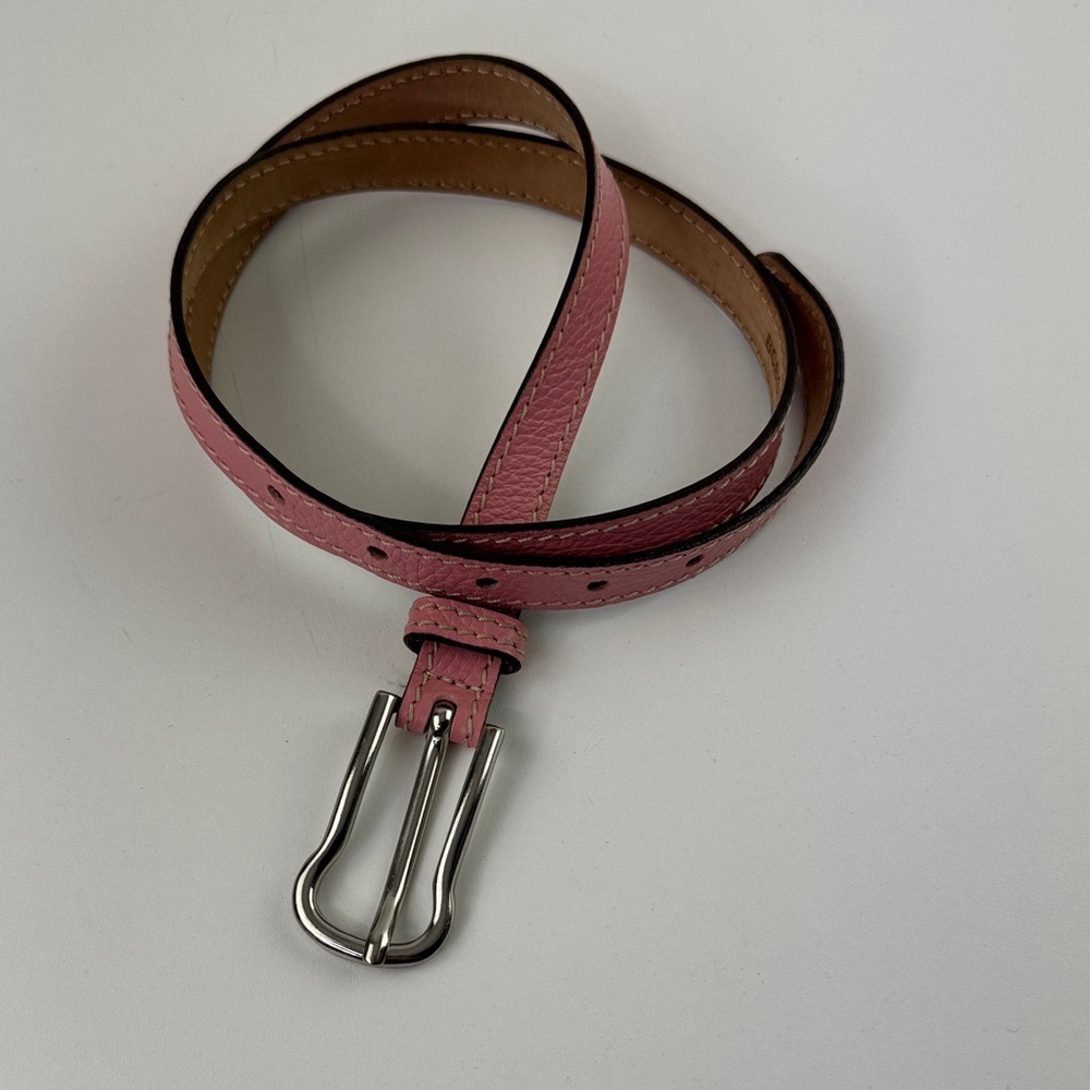 BCBGMaxAzria Pink Textured Belt with Silver Buckle